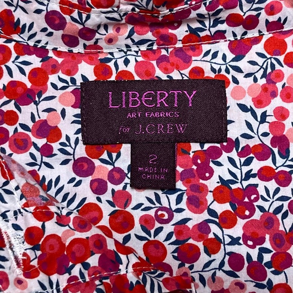 J Crew Liberty Art Fabrics Perfect Shirt in Wiltshire Berry Cotton Poplin Size 2 - Picture 6 of 9